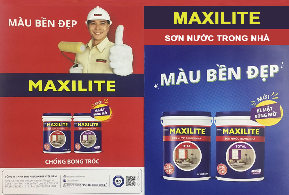 Bìa bảng màu sơn Maxilite trong nhà