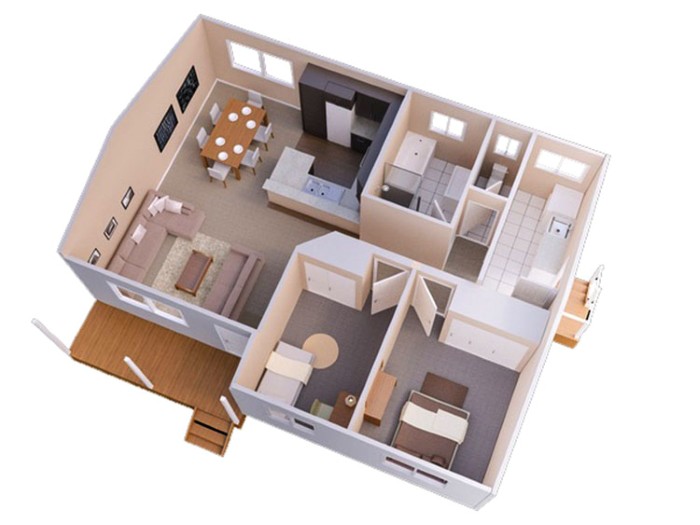 Mẫu thiết kế nội thất chung cư 60m2 đơn giản