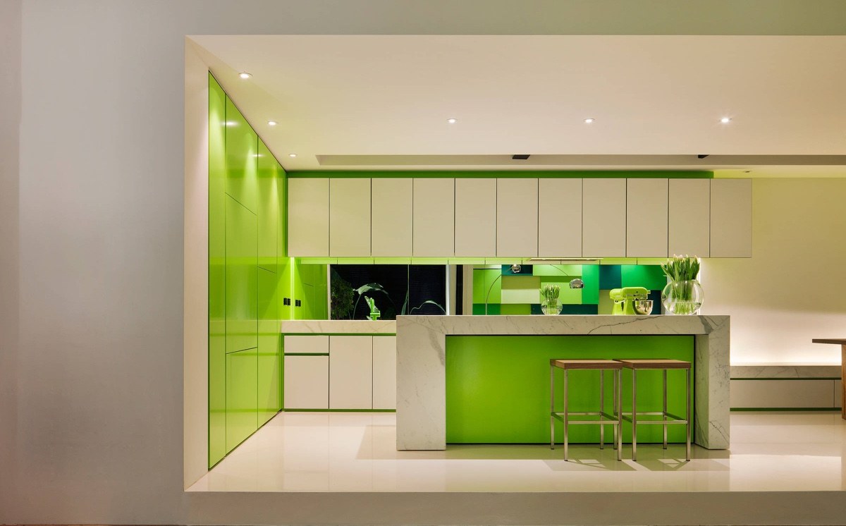 Phòng bếp màu xanh cốm